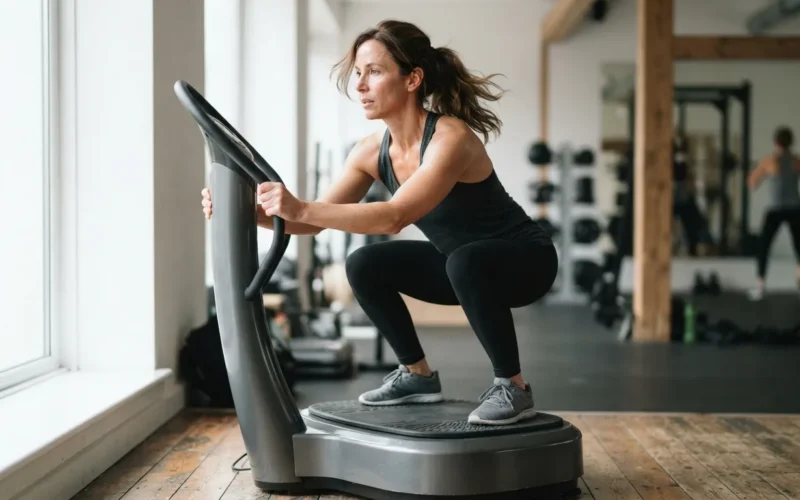 a person exercising on a vibration platform