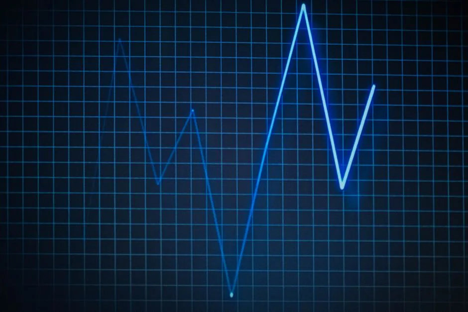 ECG graph on a grid background symbolizing heartbeat and medical data.